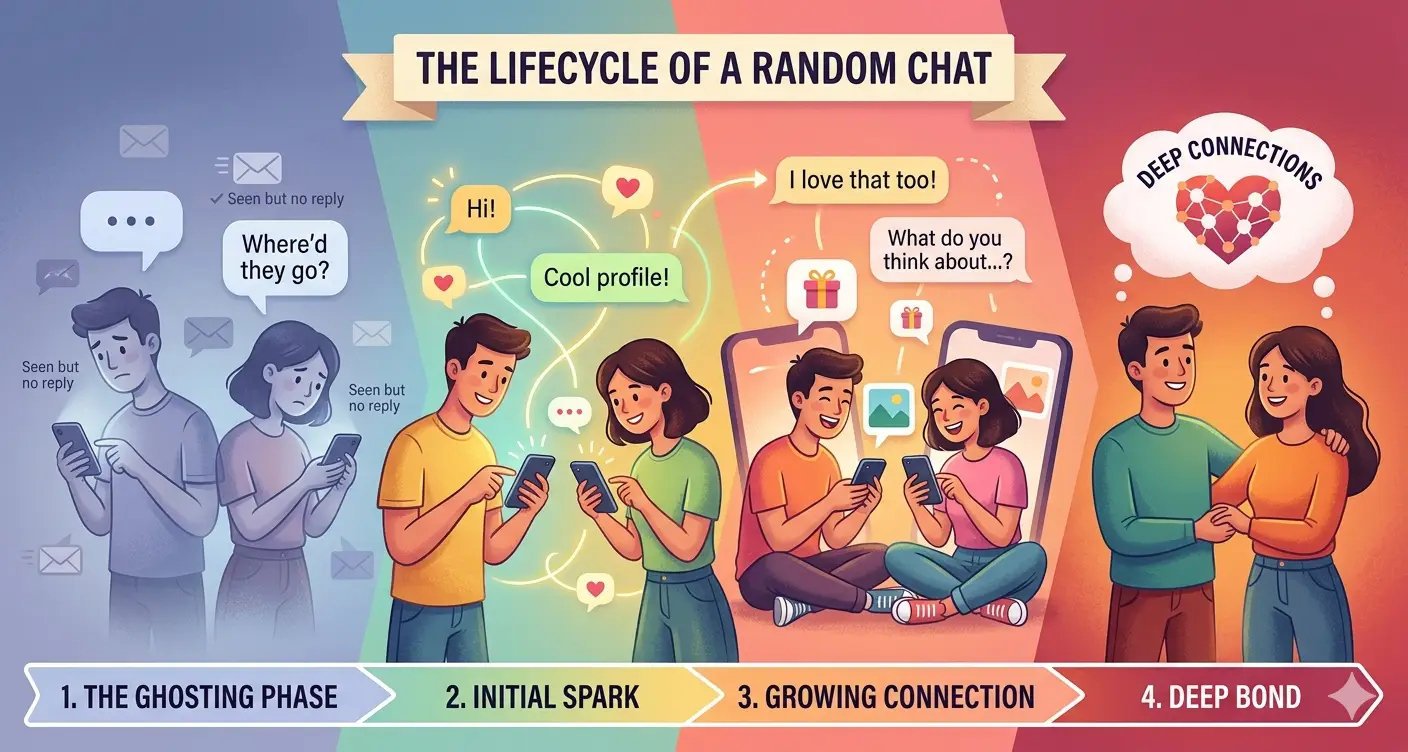 From Ghosting to Deep Connections: The Lifecycle of a Random Chat
